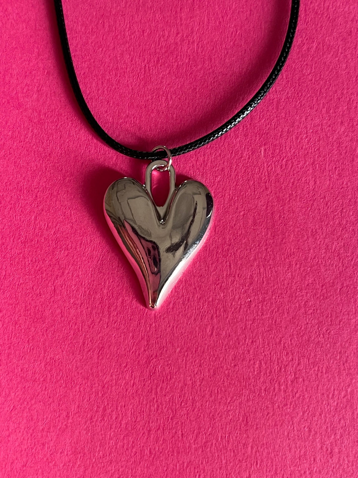 silver statement heart pendant