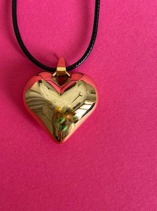 gold statement heart pendant