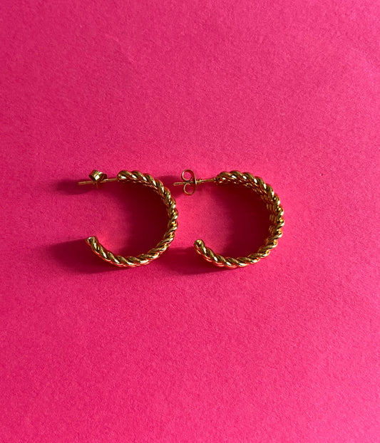 gold twisted statement hoops