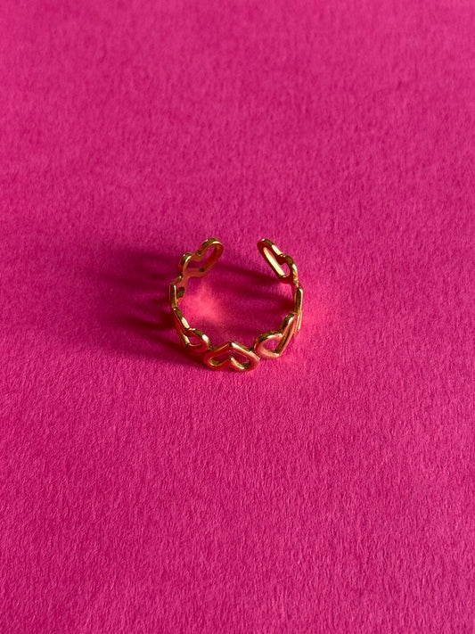 tiny heart gold adjustable ring