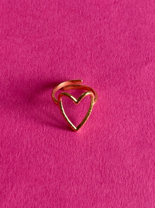 thin heart gold adjustable ring