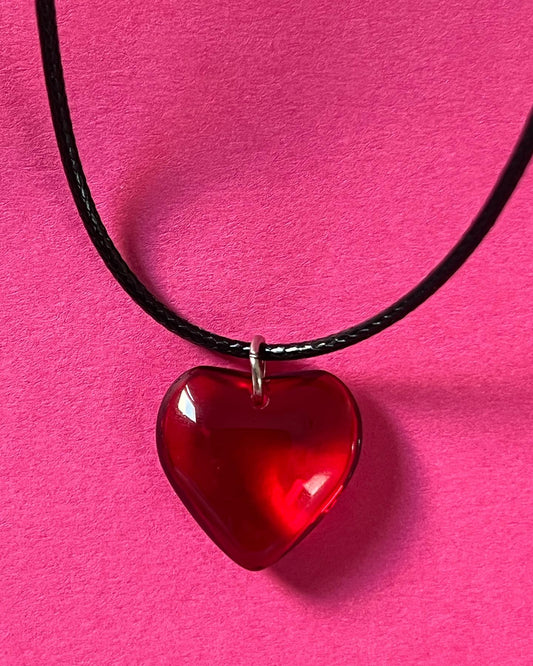 red heart statment pendant