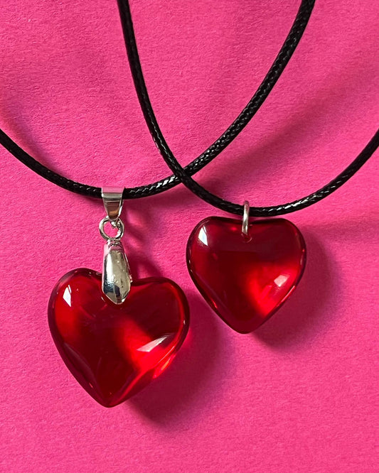 red heart statment pendant