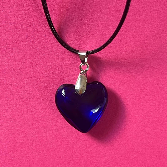 deep sea blue heart statment pendant