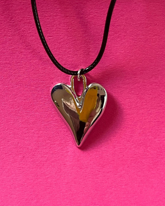 silver statement heart pendant