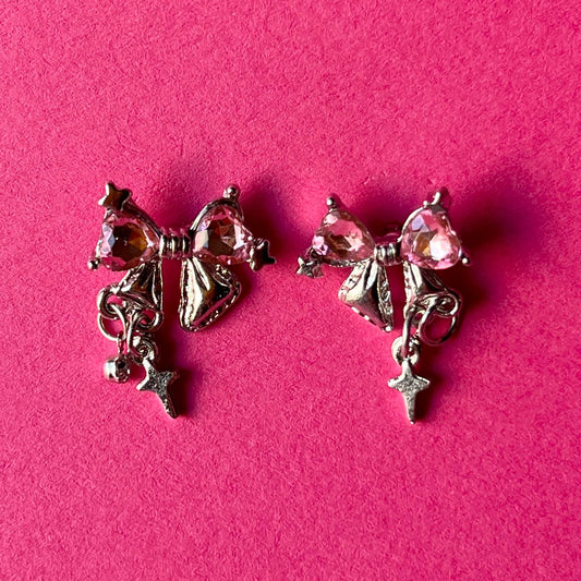 pink bow earrings