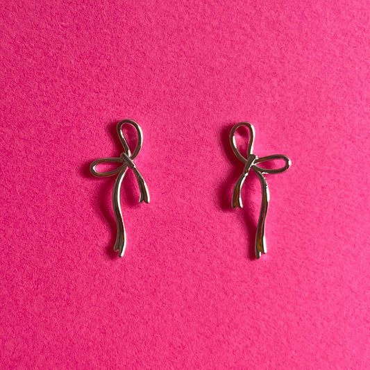 silver bow earrings