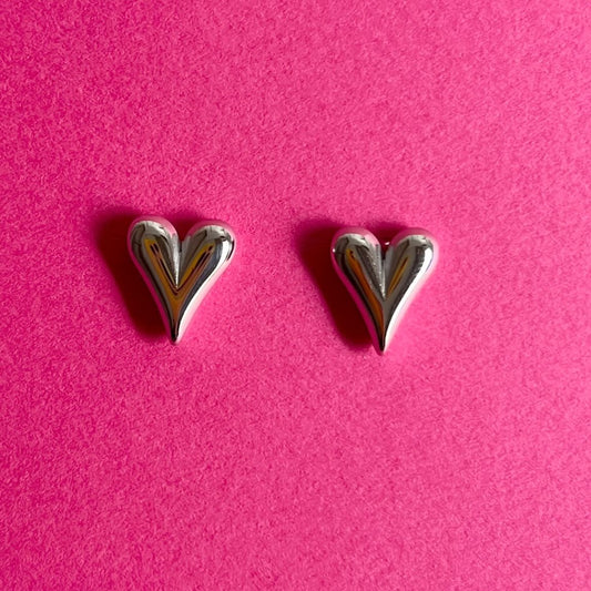 silver heart stainless steel earrings