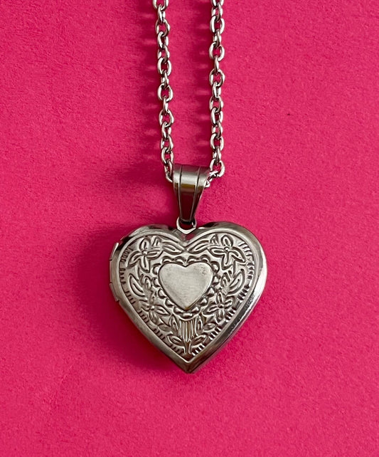 open heart silver pendant