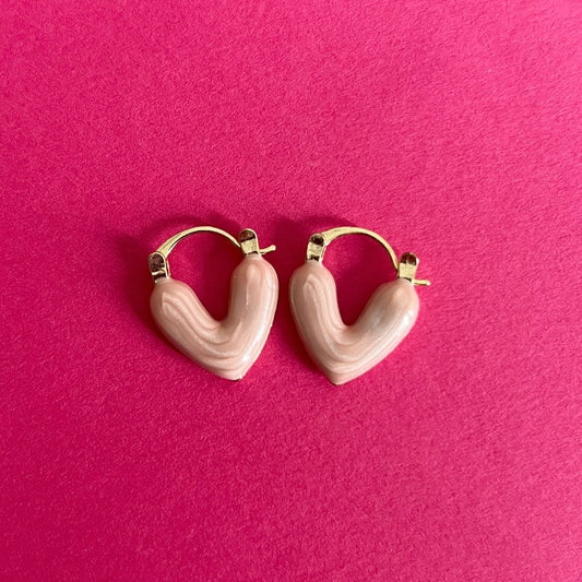 baby pink heart stud earrings