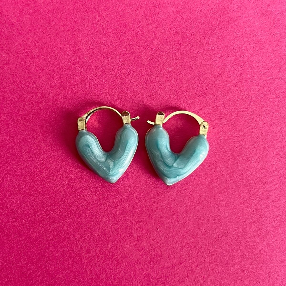 blue heart stud earrings