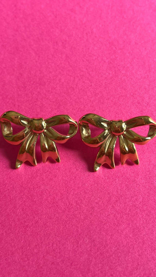 gold bow earrings