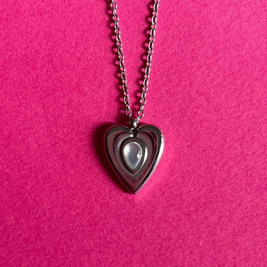 silver heart shell stainless steel pendant